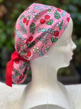 Load image into Gallery viewer, Pink Sweet but Sassy Ponytail Scrub Cap
