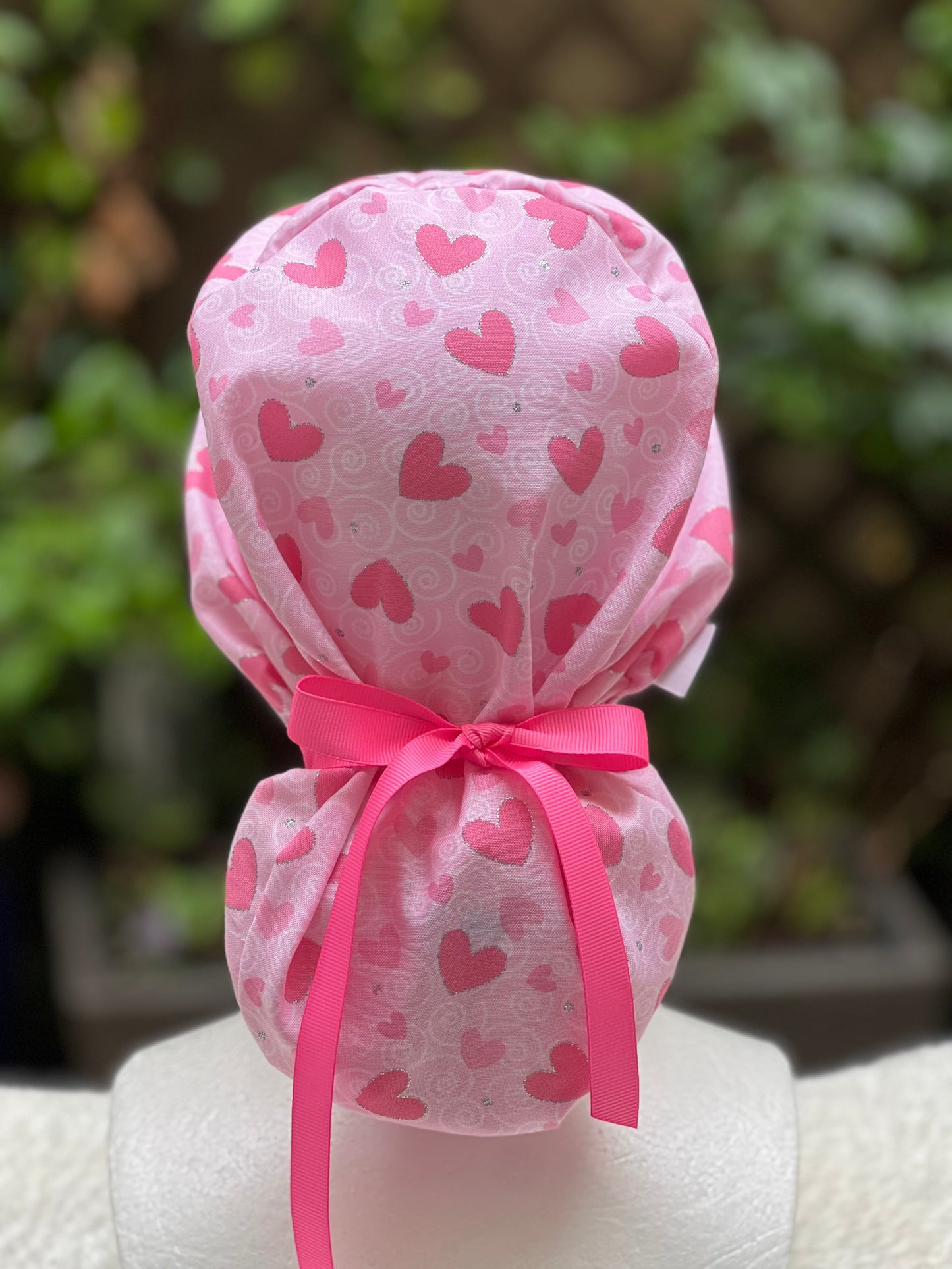 Pink Hearts Valentines scrub cap