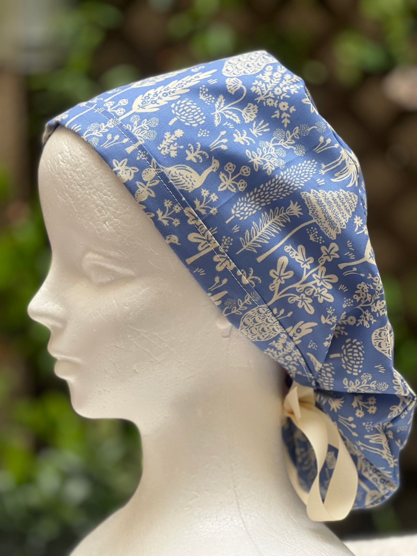Kara ponytail scrub cap, blue