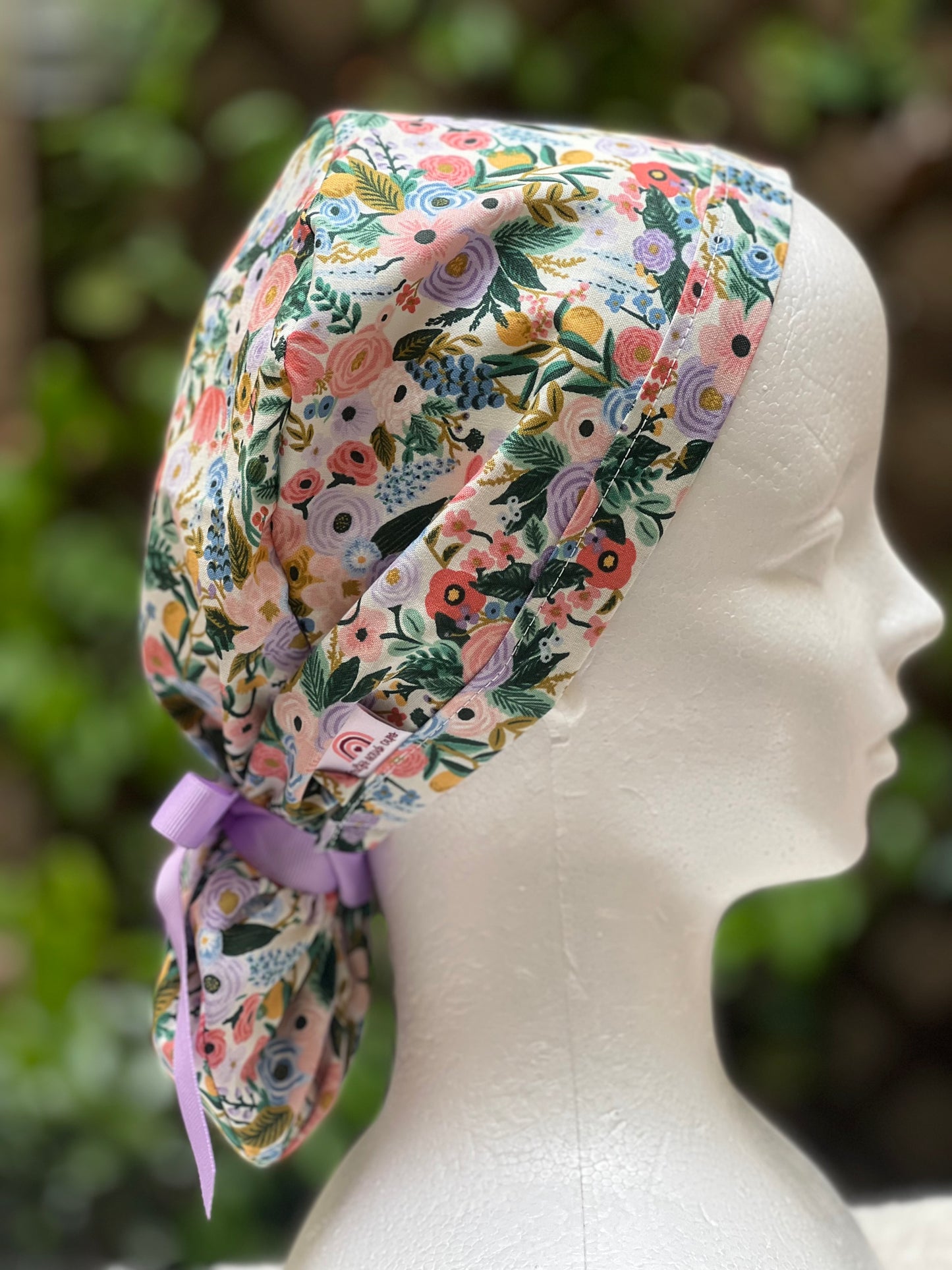 Bella ponytail scrub cap, Ivory small