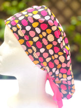 Load image into Gallery viewer, Pink pumpkin in black  Ponytail scrub cap
