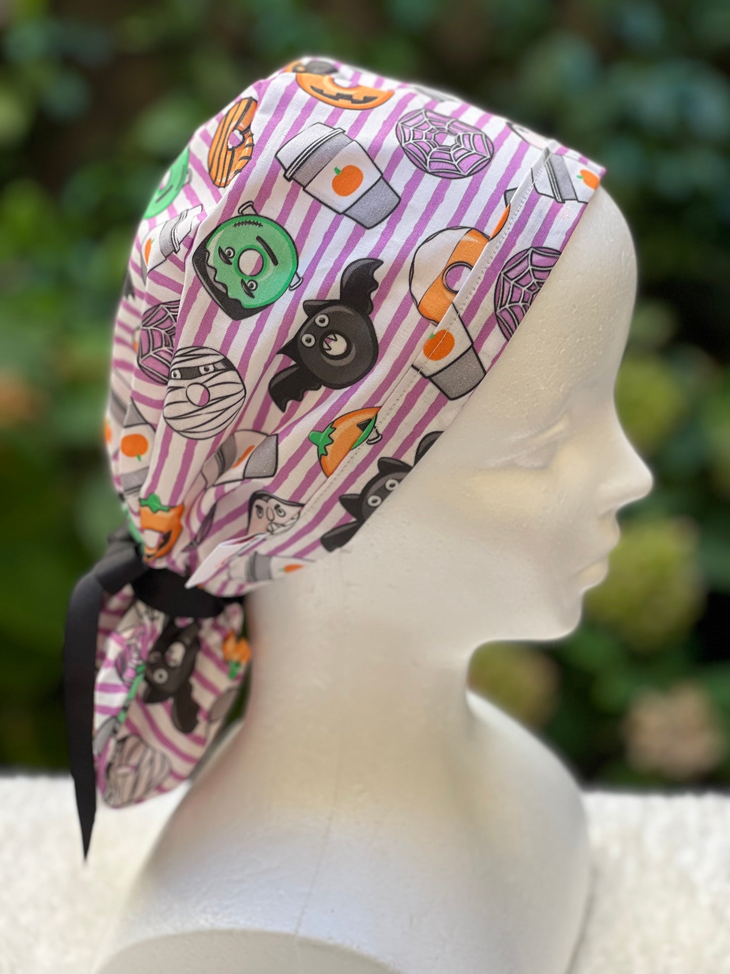 Purple Halloween scrub cap