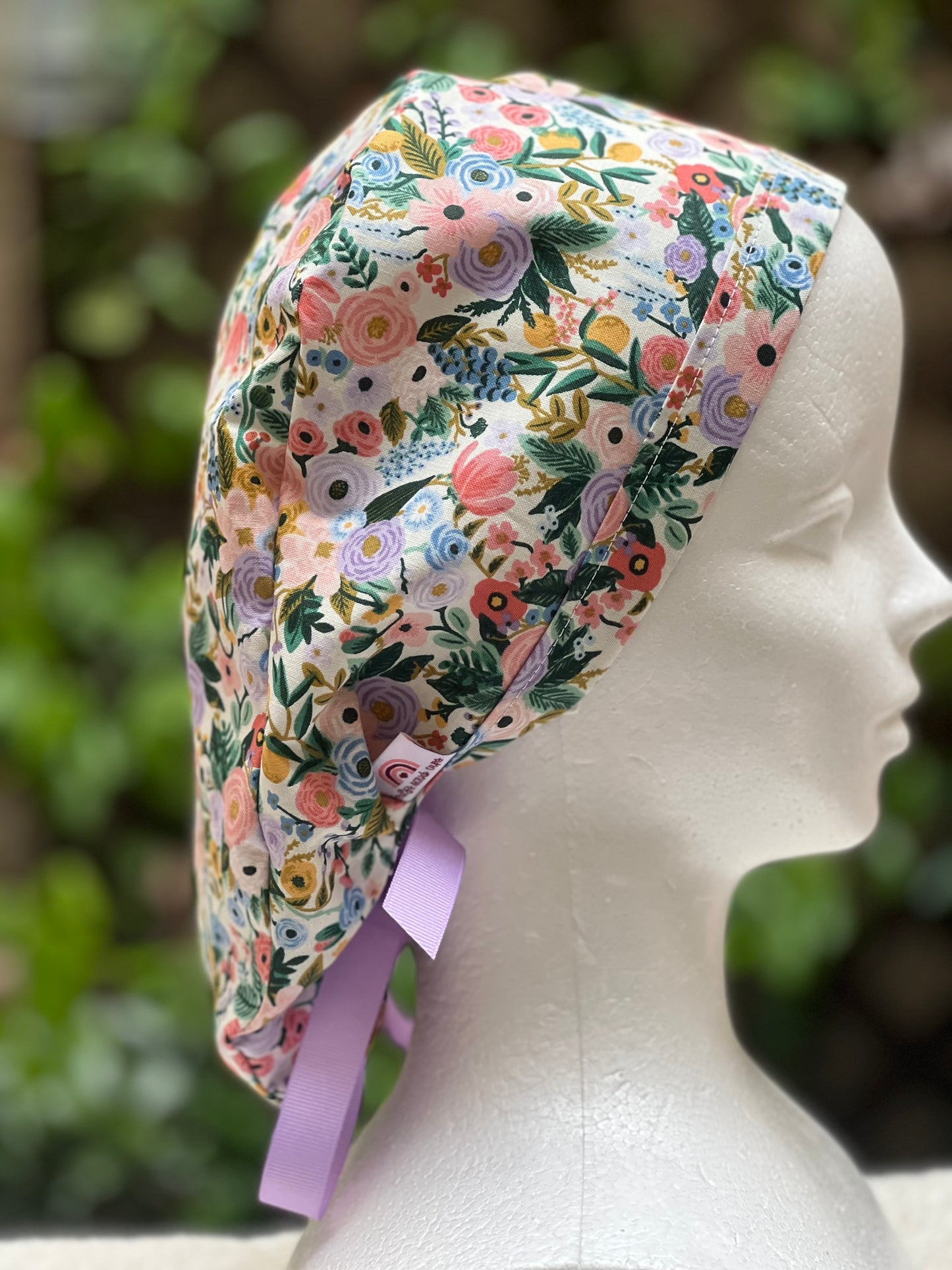 Bella ponytail scrub cap, Ivory small