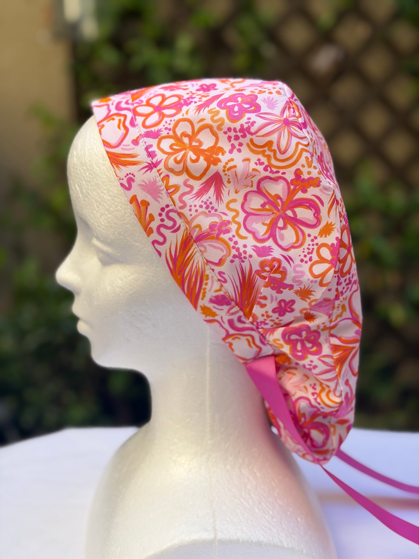 Summer preppy Ponytail Scrub Cap