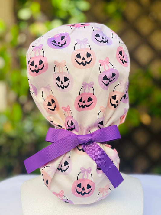 Trick or treat bag Ponytail Scrub Cap