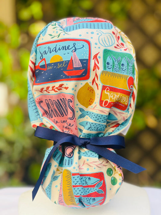 Sardines Ponytail Scrub Cap