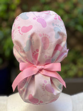 Load image into Gallery viewer, Baby Feet Ponytail Scrub Cap
