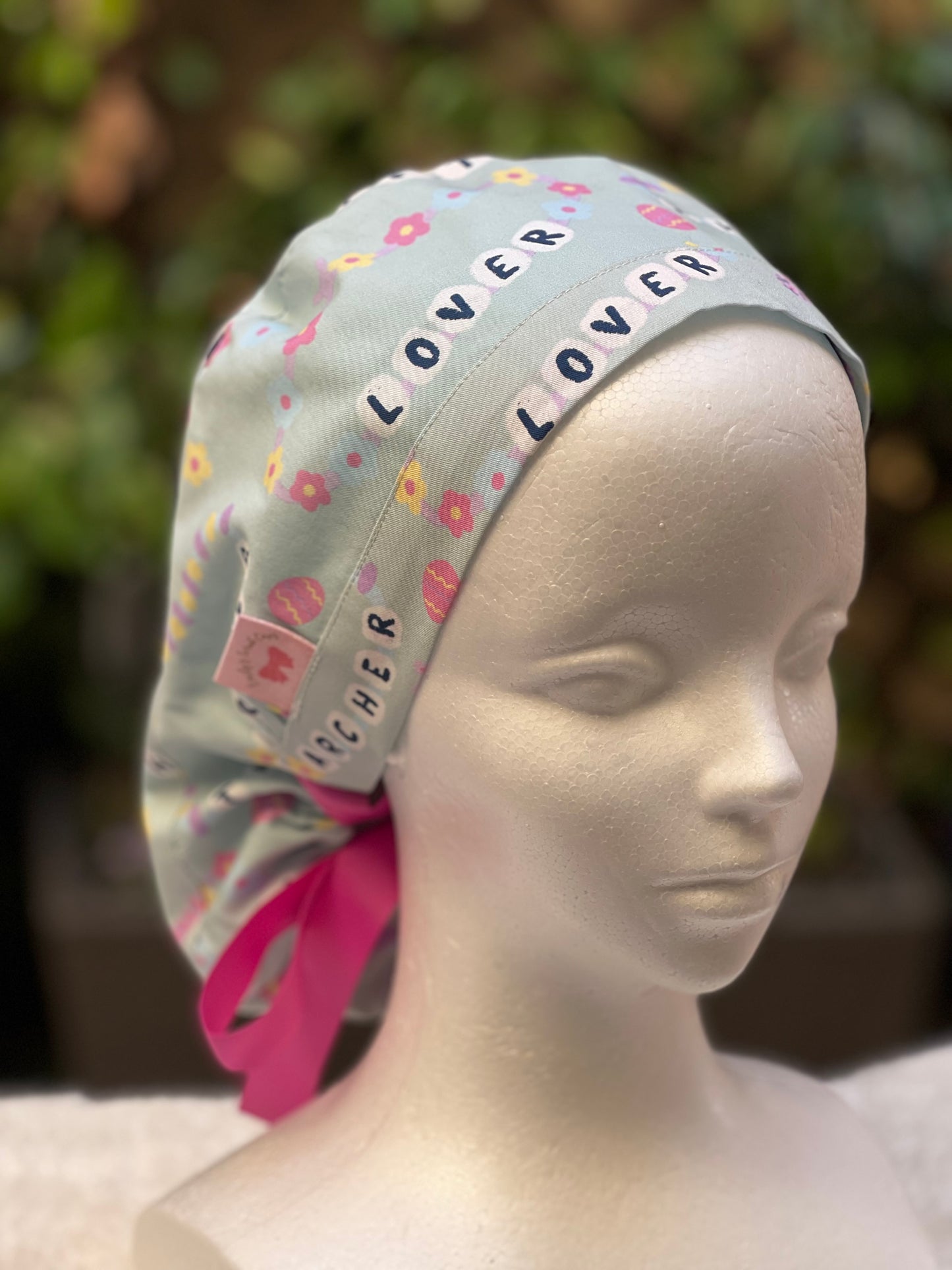 Green Friendship Bracelet Ponytail Scrub Cap