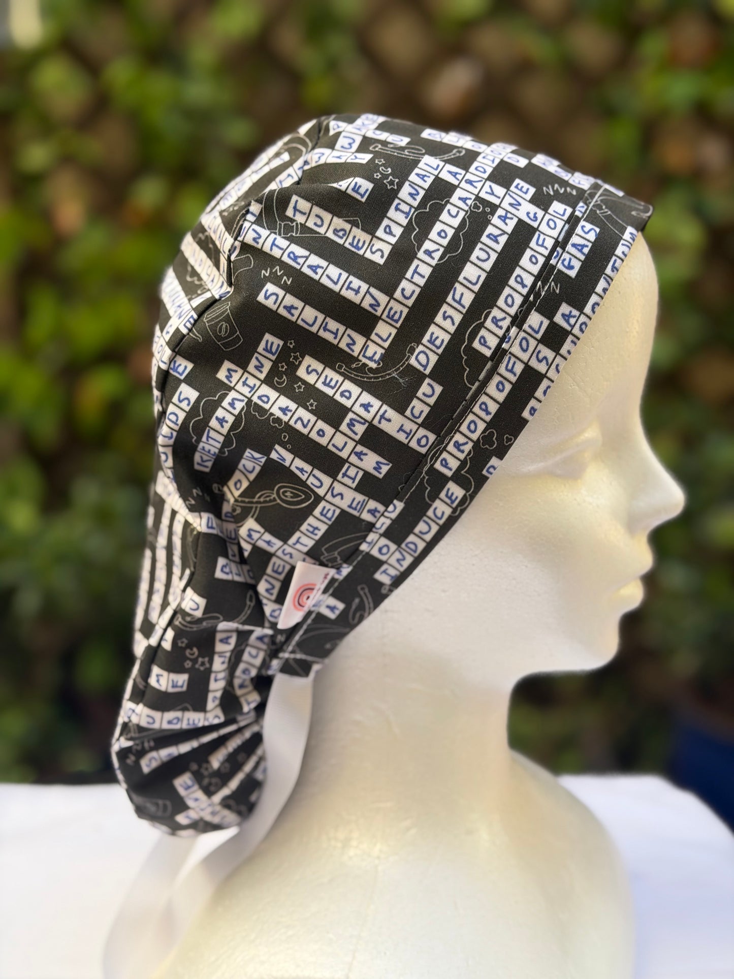 Anesthesia puzzle Ponytail Scrub Cap