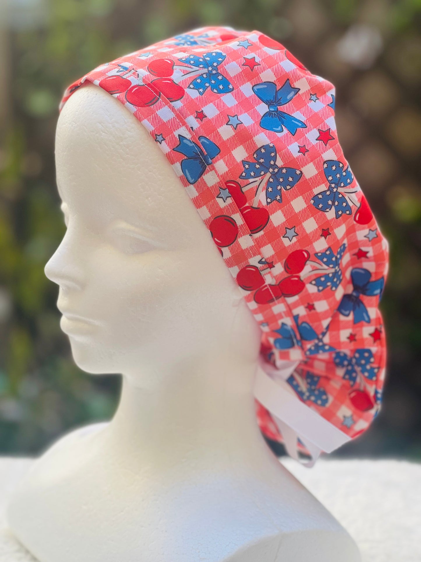 Red bow scrub Cap