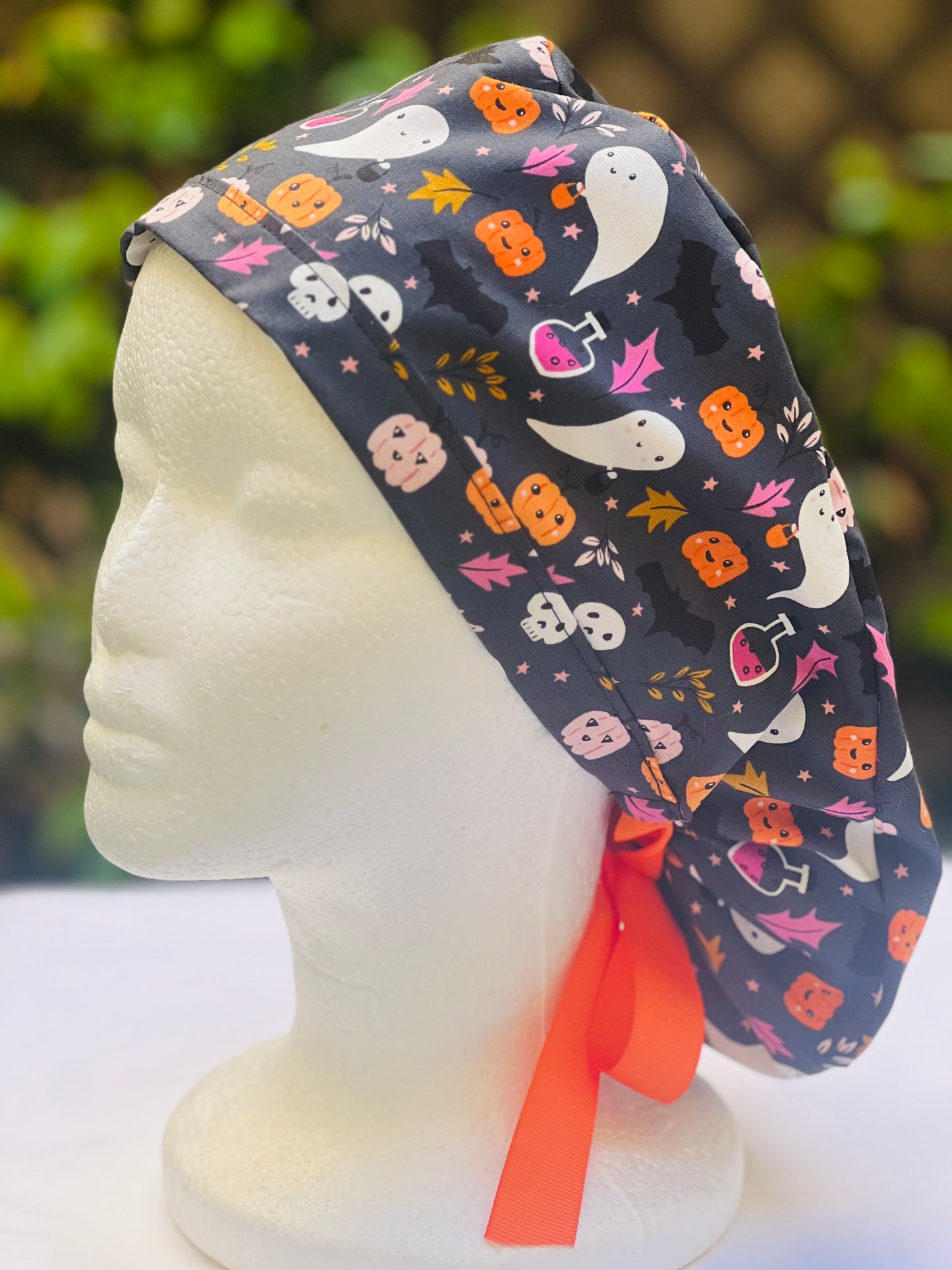 Cute ghost Ponytail scrub cap