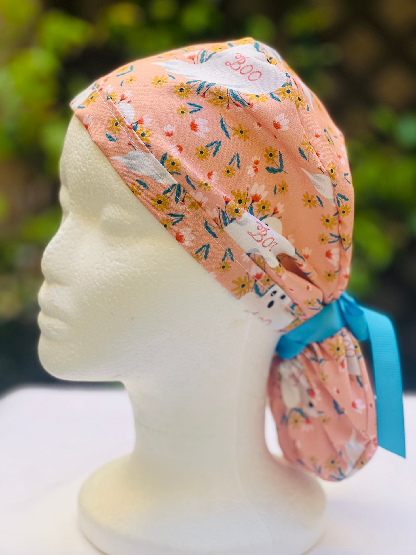 Ghost halloween Ponytail scrub cap
