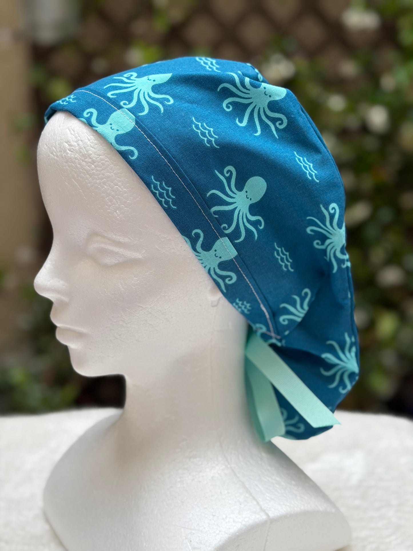 Sea life octopus Ponytail Scrub Cap