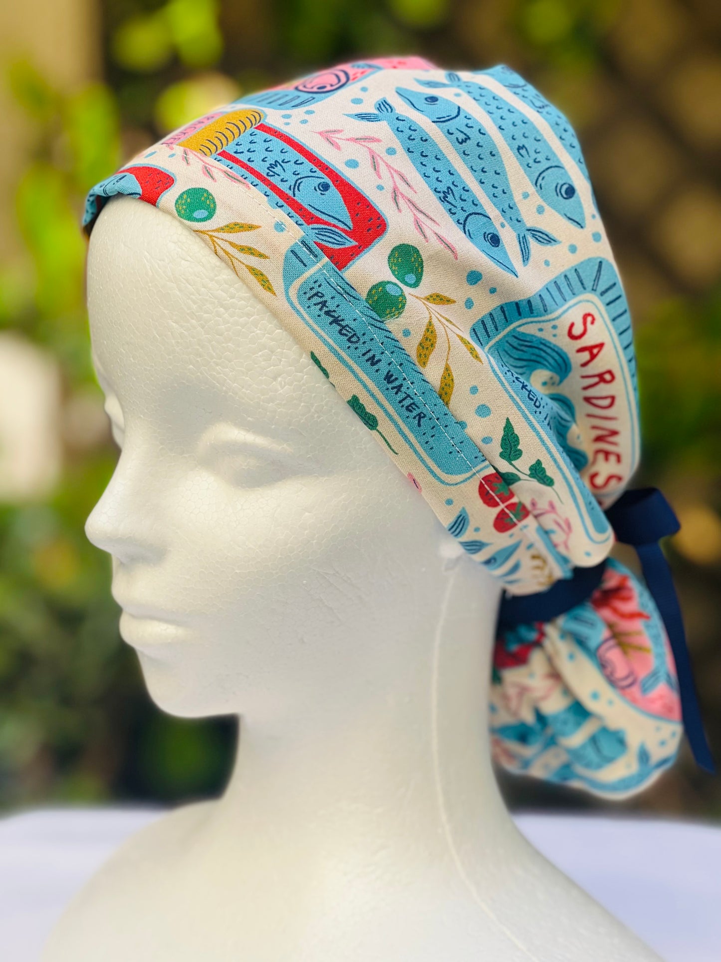 Sardines Ponytail Scrub Cap