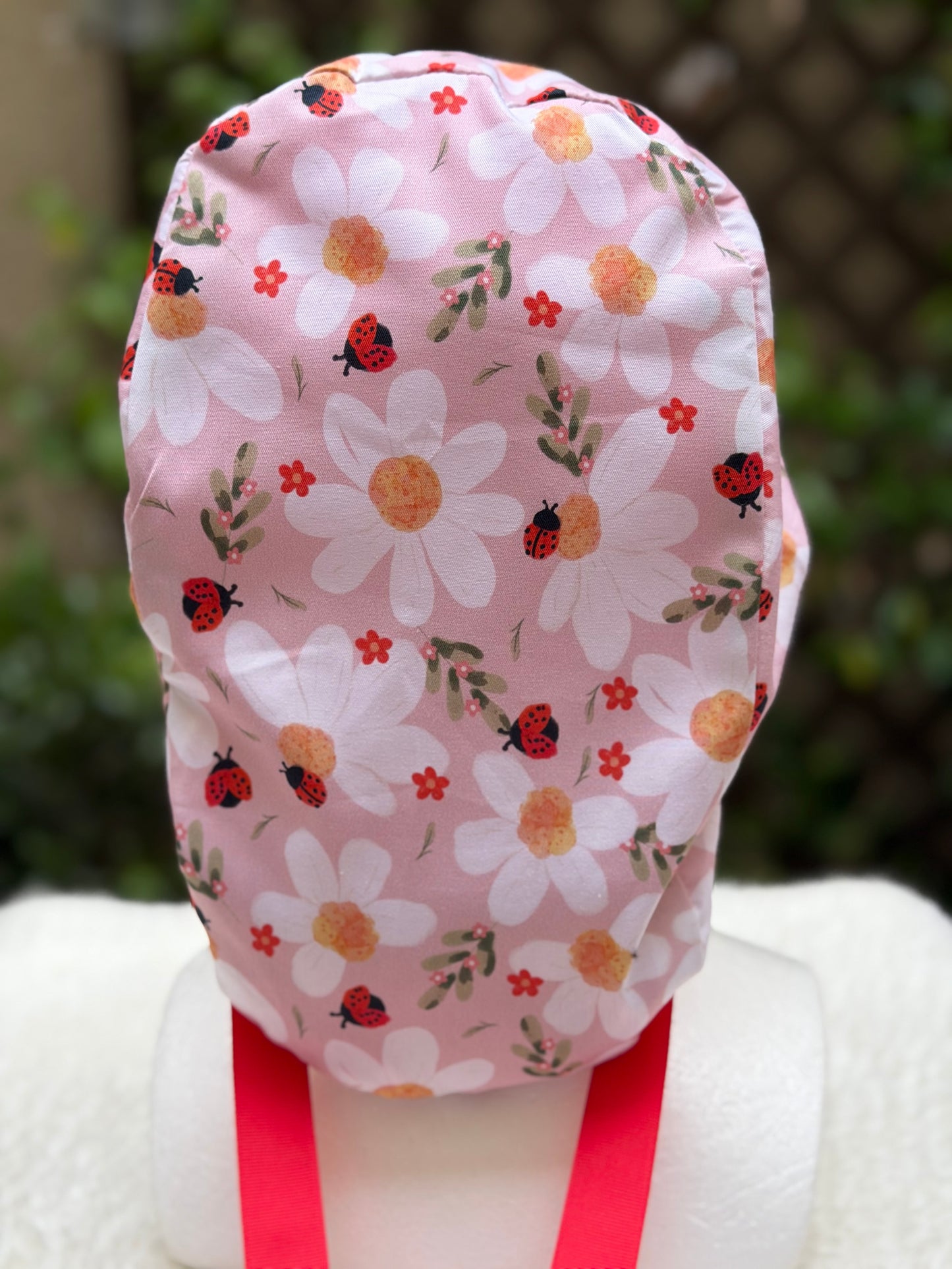 Flowers and Bees Ponytail Scrub Cap