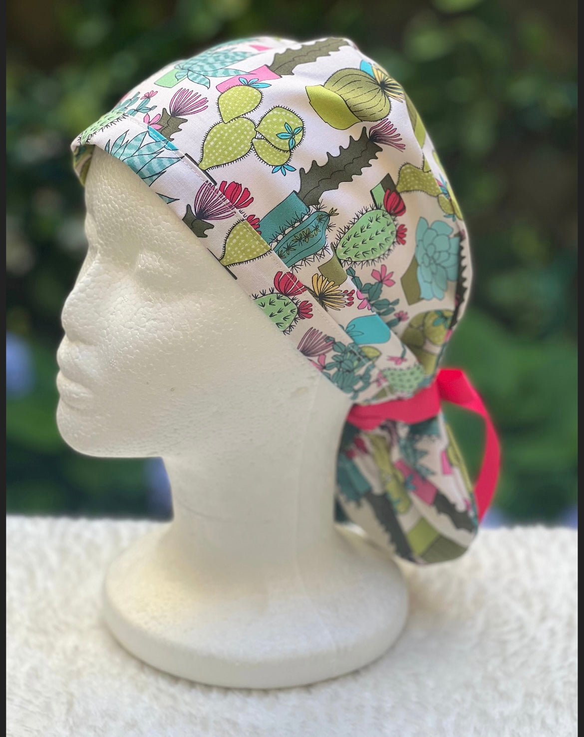 Succulents Ponytail Scrub Cap