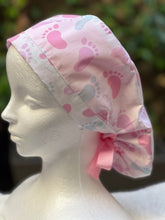Load image into Gallery viewer, Baby Feet Ponytail Scrub Cap
