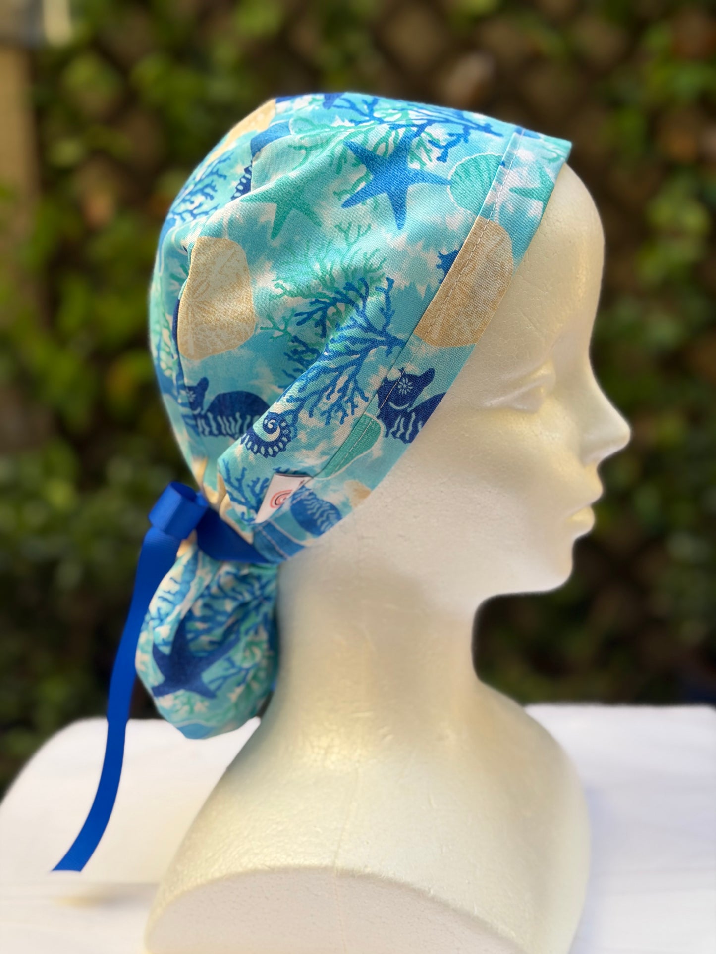 Sealife Ponytail Scrub Cap