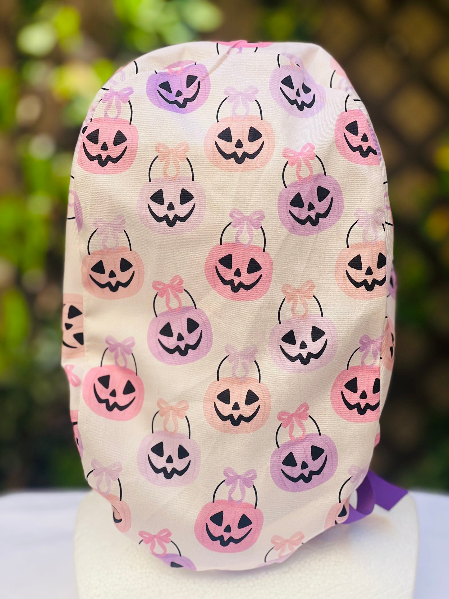 Trick or treat bag Ponytail Scrub Cap