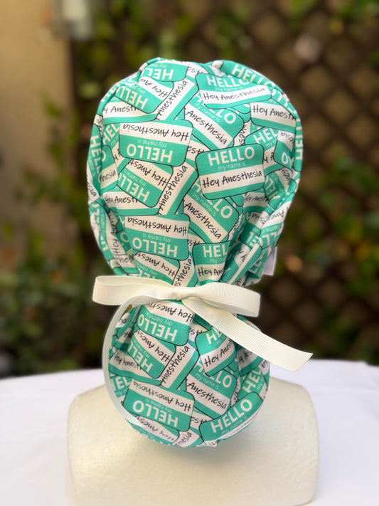 Hey Anesthesia Ponytail Scrub Cap