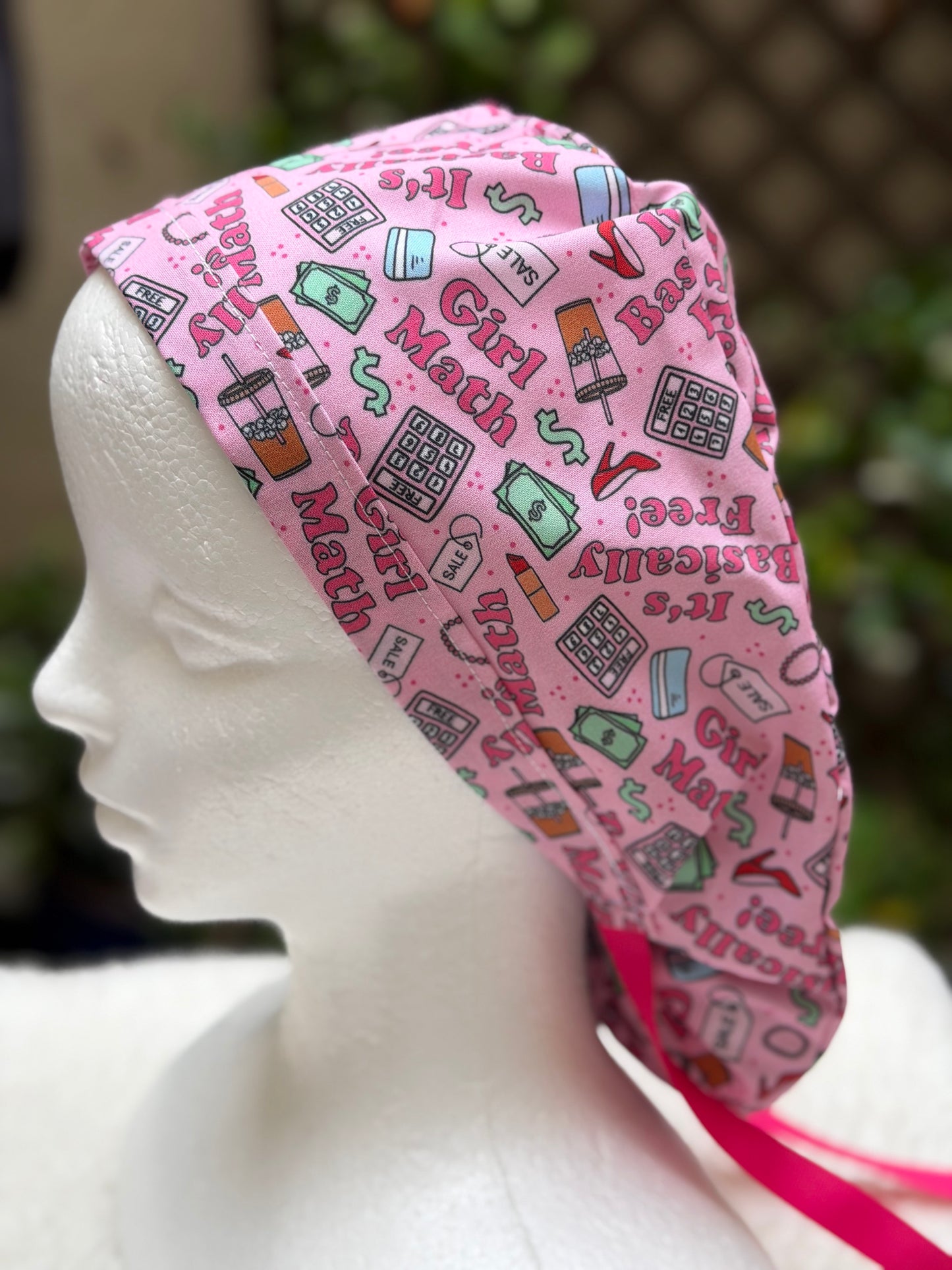 Girl Math Ponytail Scrub Cap