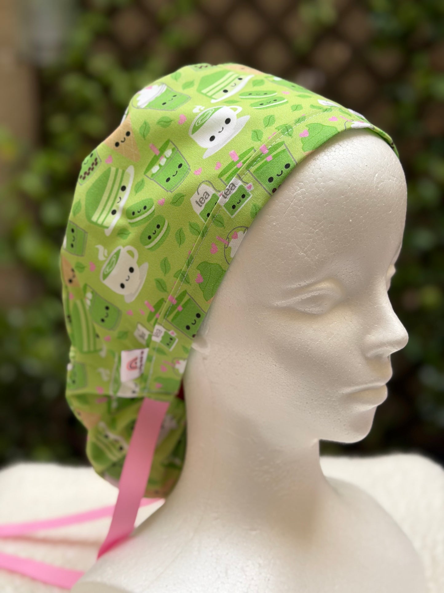 Matcha Green Tea Ponytail Scrub Cap