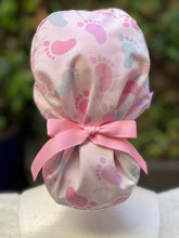 Load image into Gallery viewer, Baby Feet Ponytail Scrub Cap

