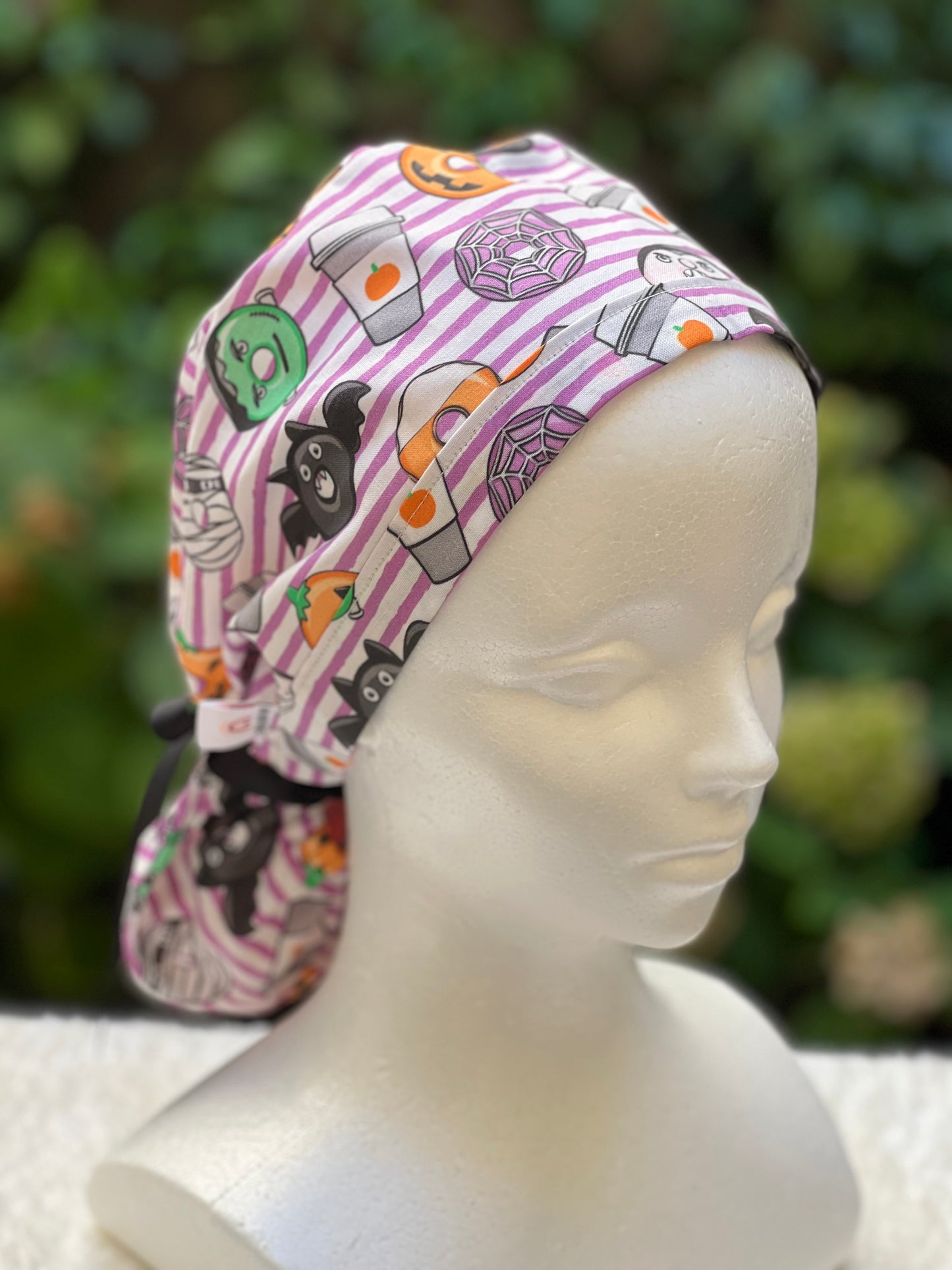 Purple Halloween scrub cap