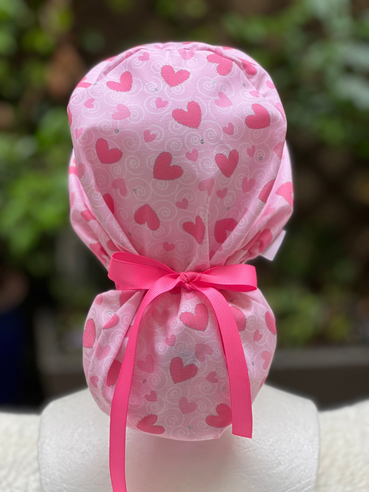 Pink Hearts Valentines scrub cap