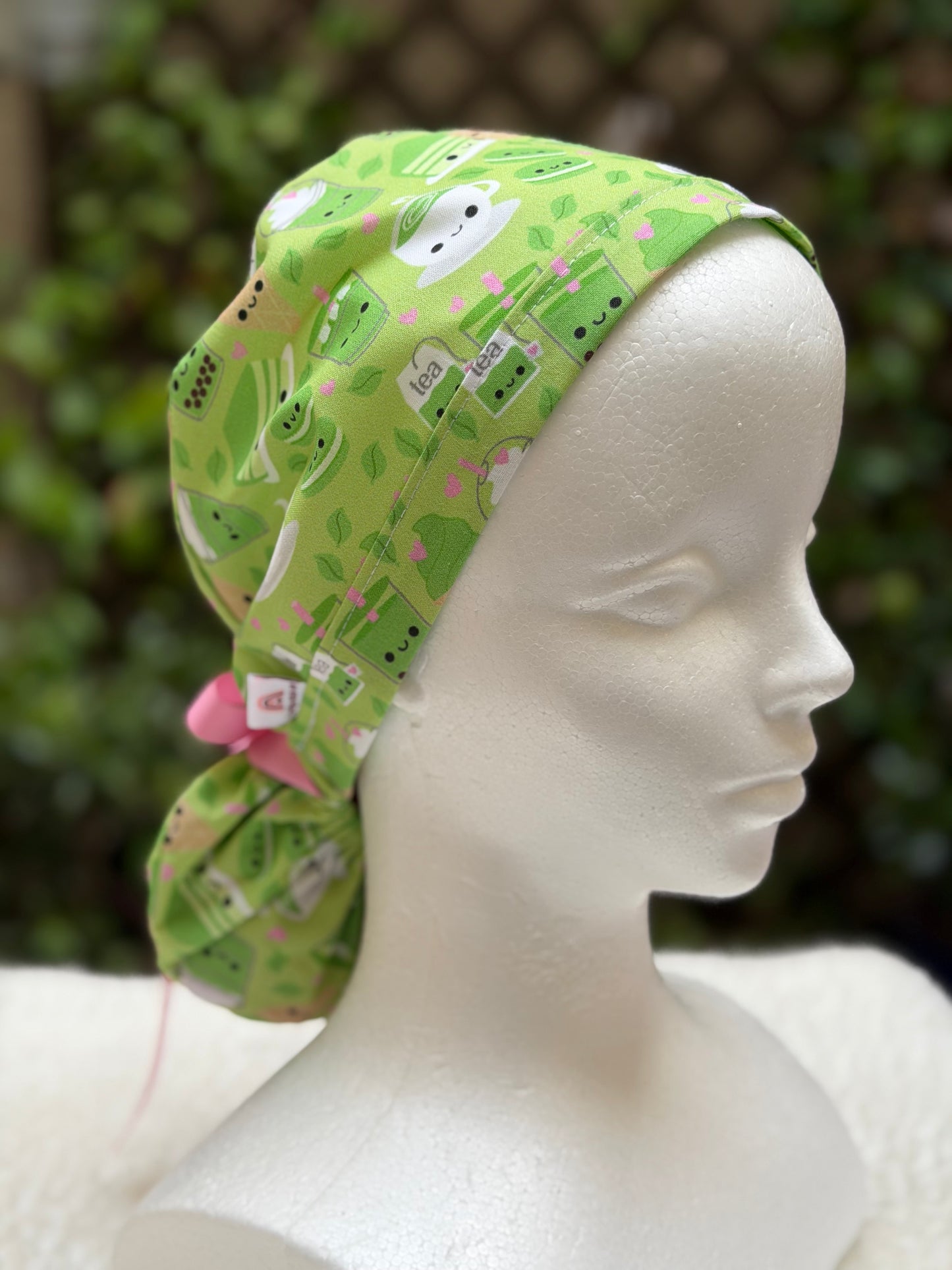 Matcha Green Tea Ponytail Scrub Cap