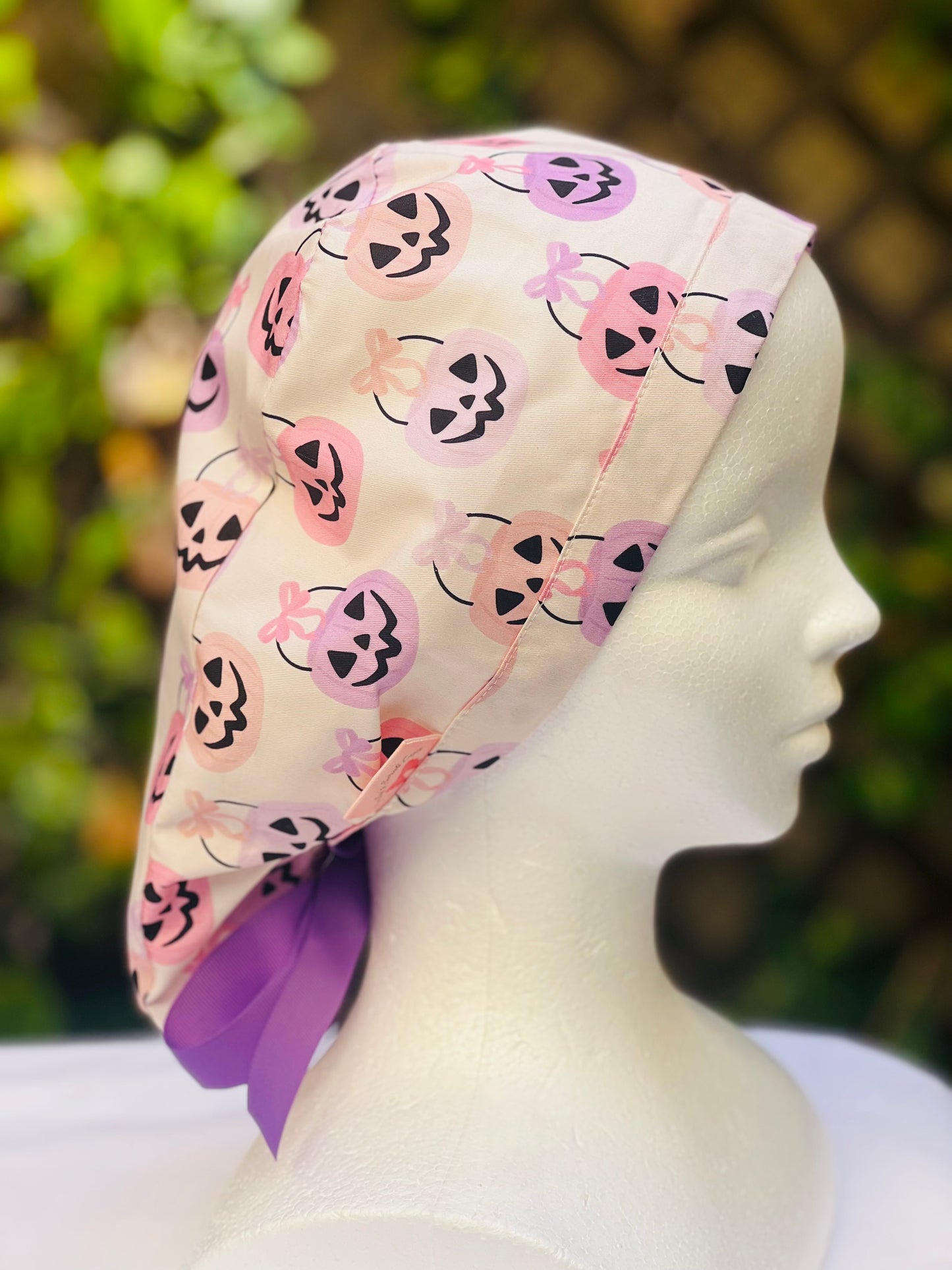 Trick or treat bag Ponytail Scrub Cap