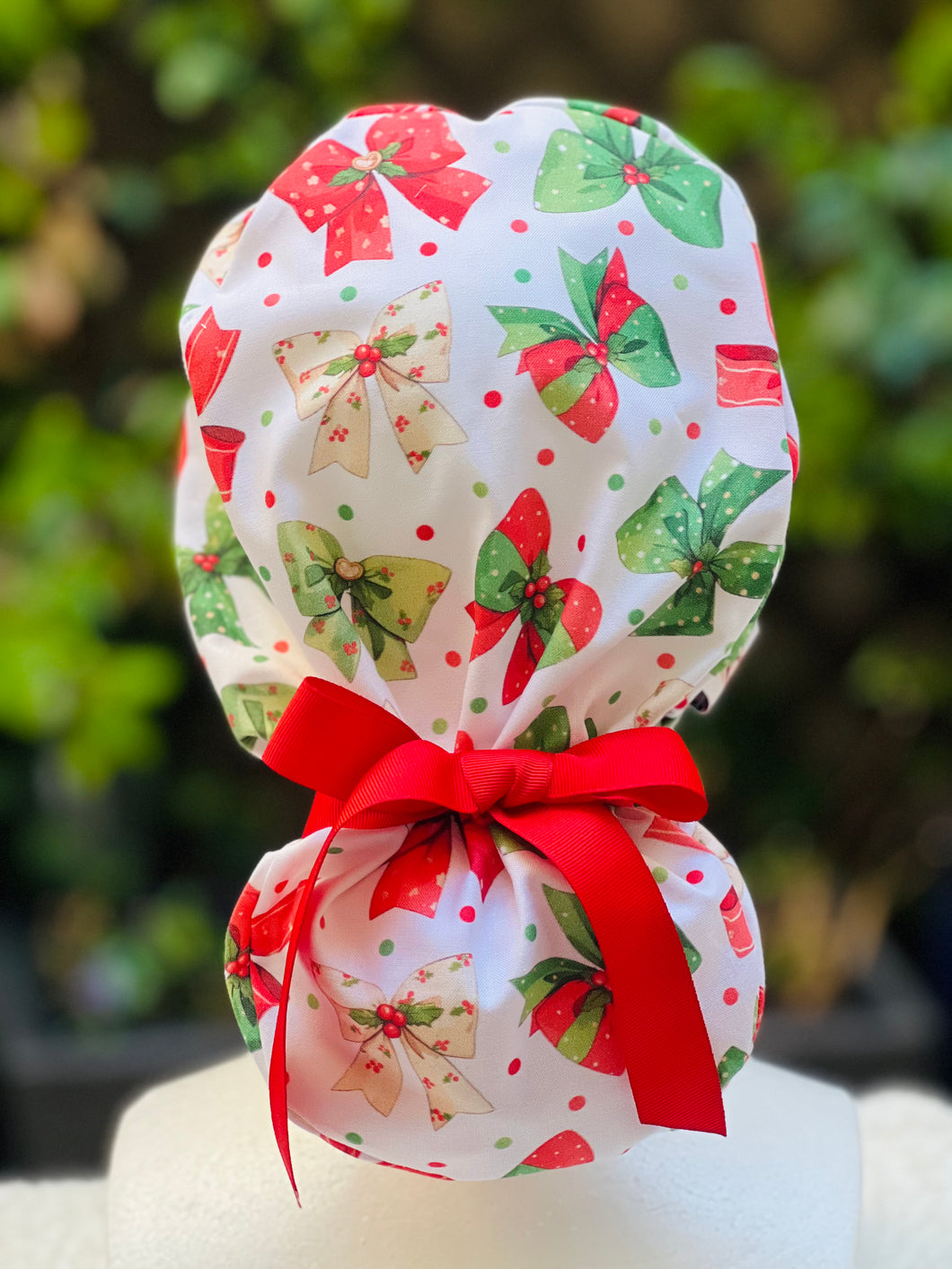 Christmas Bow scrub cap