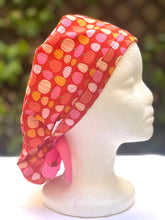 Load image into Gallery viewer, Pink pumpkin in orange Ponytail scrub cap
