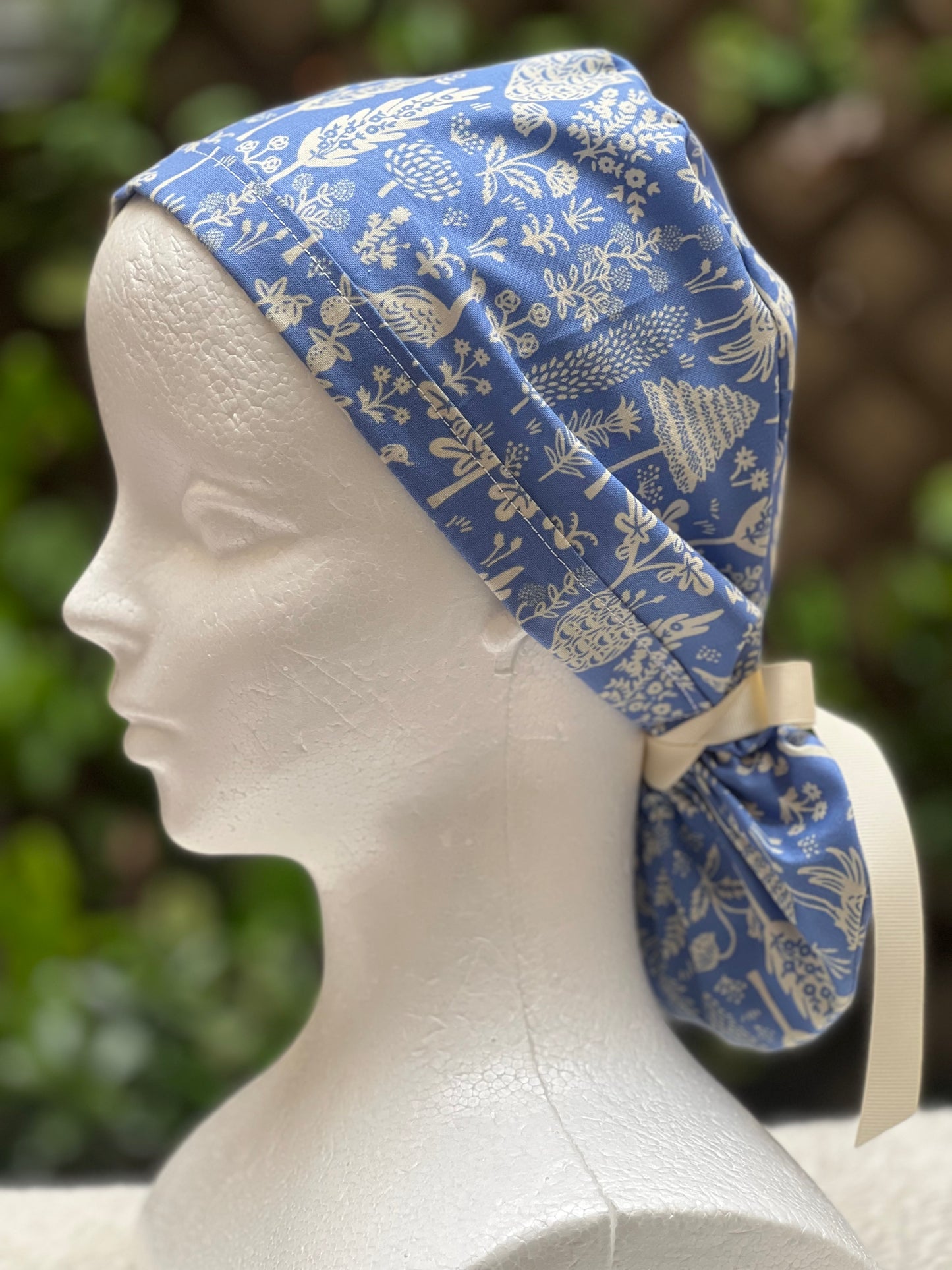 Kara ponytail scrub cap, blue