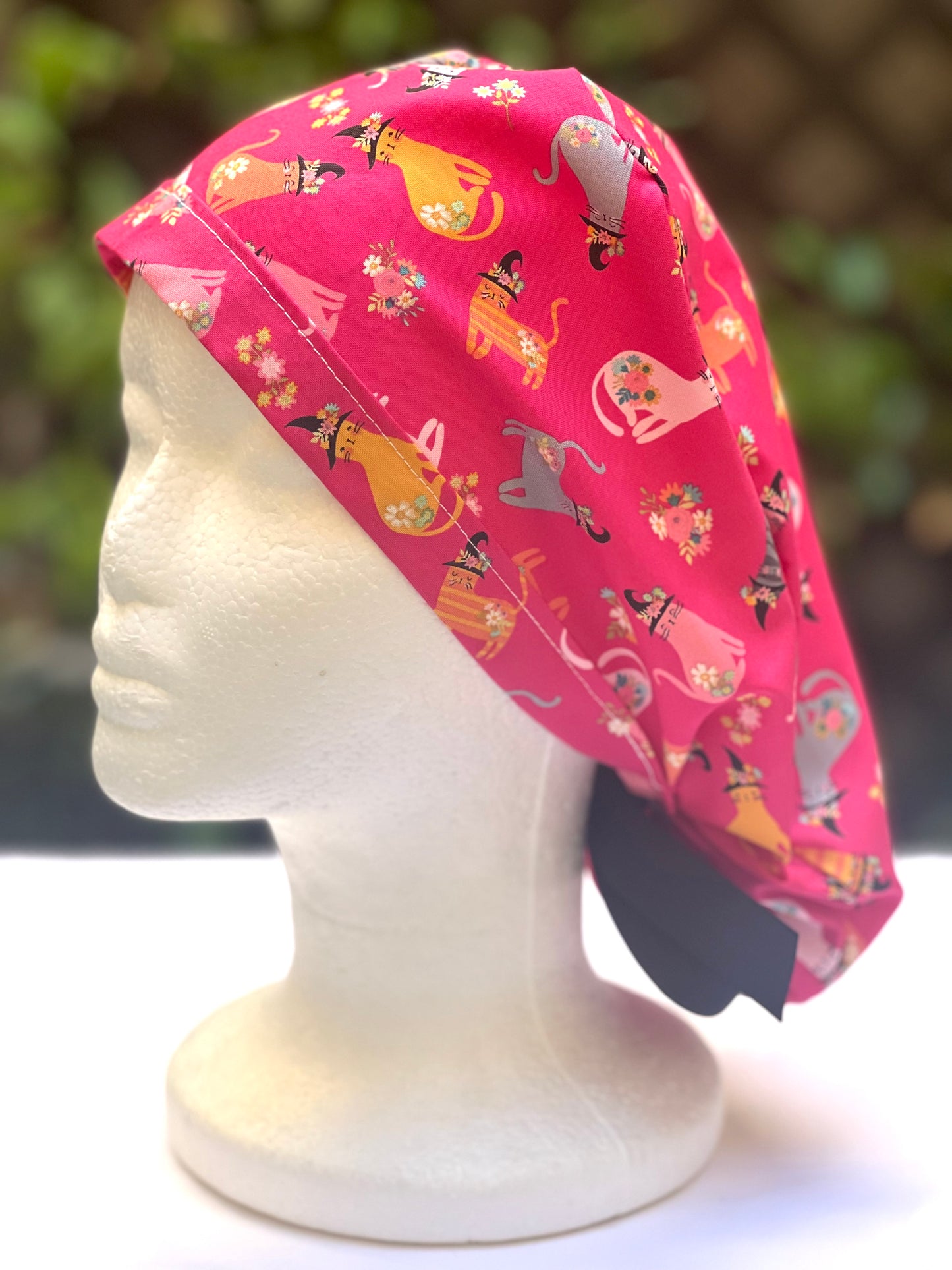 halloween kitty Ponytail scrub cap