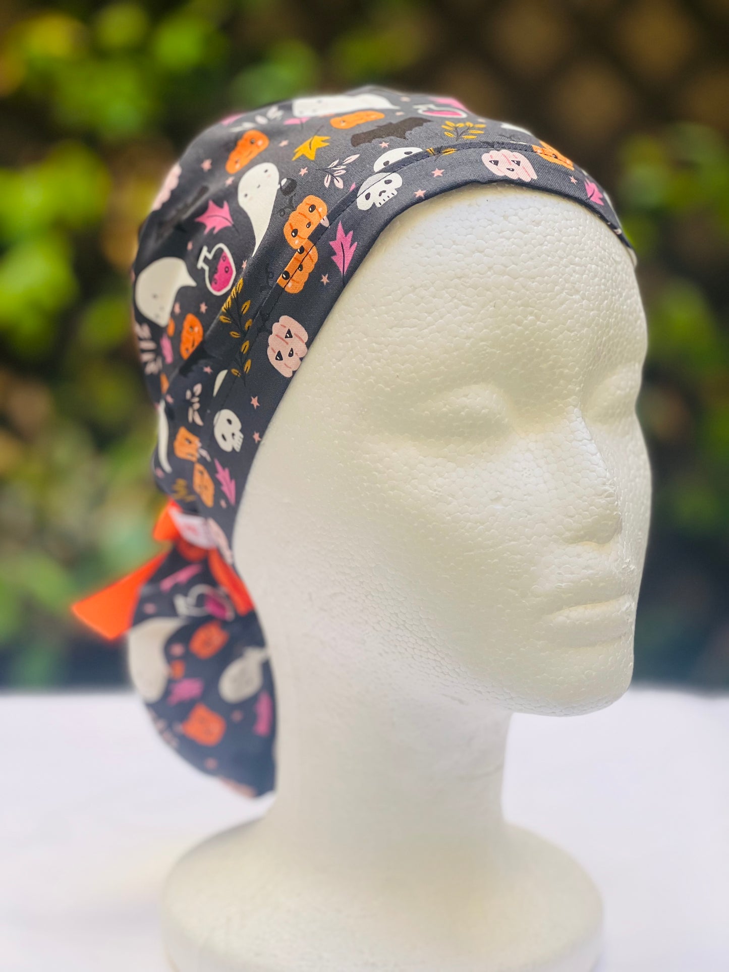 Cute ghost Ponytail scrub cap