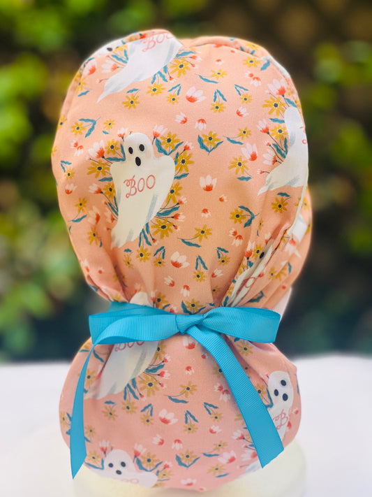 Ghost halloween Ponytail scrub cap
