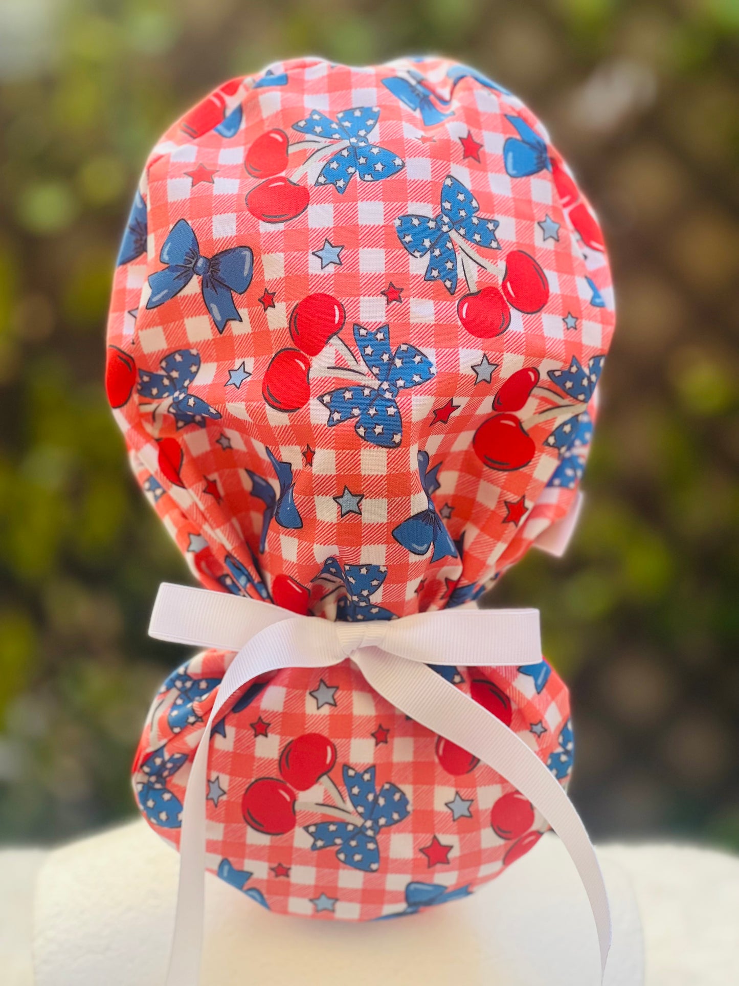 Red bow scrub Cap
