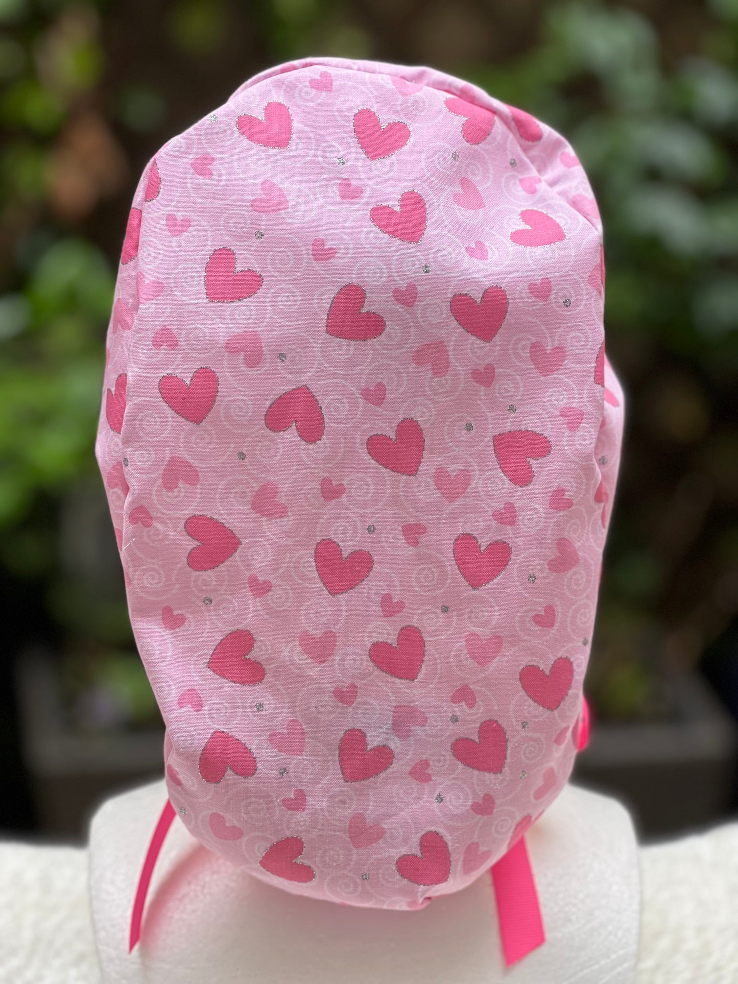 Pink Hearts Valentines scrub cap