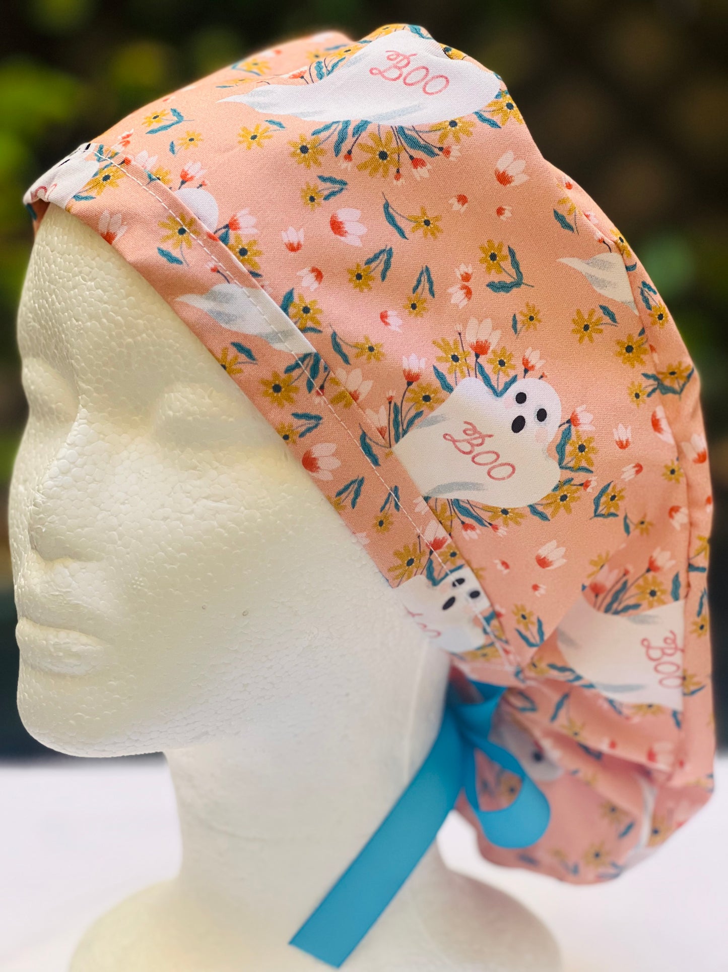 Ghost halloween Ponytail scrub cap