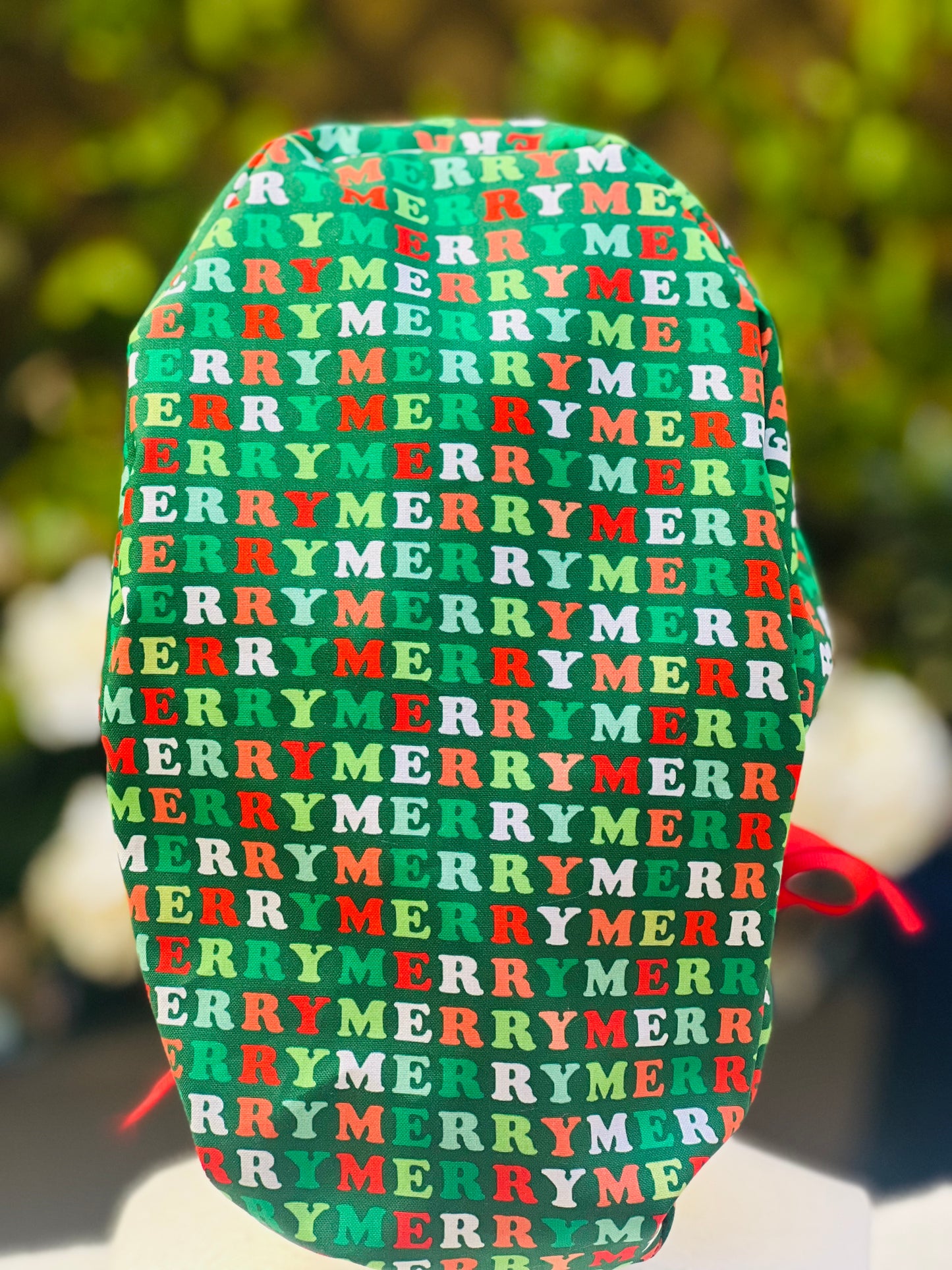Merry Green ponytail scrub cap