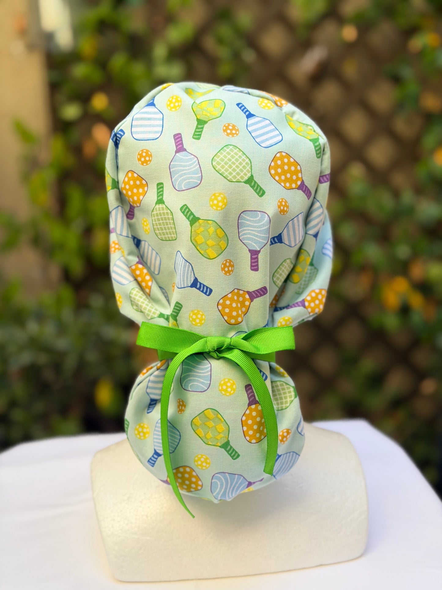 Pickleball Ponytail Scrub Cap