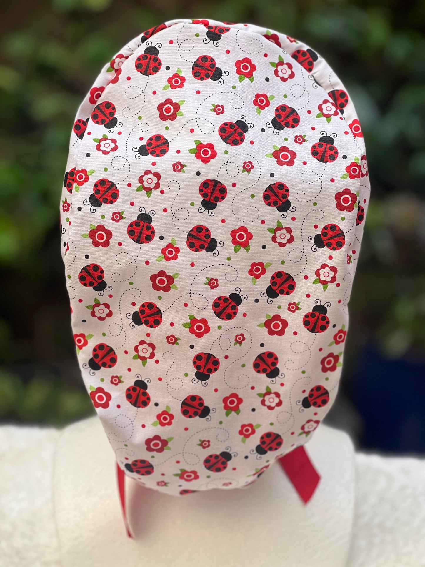 Ladybugs Ponytail Scrub Cap