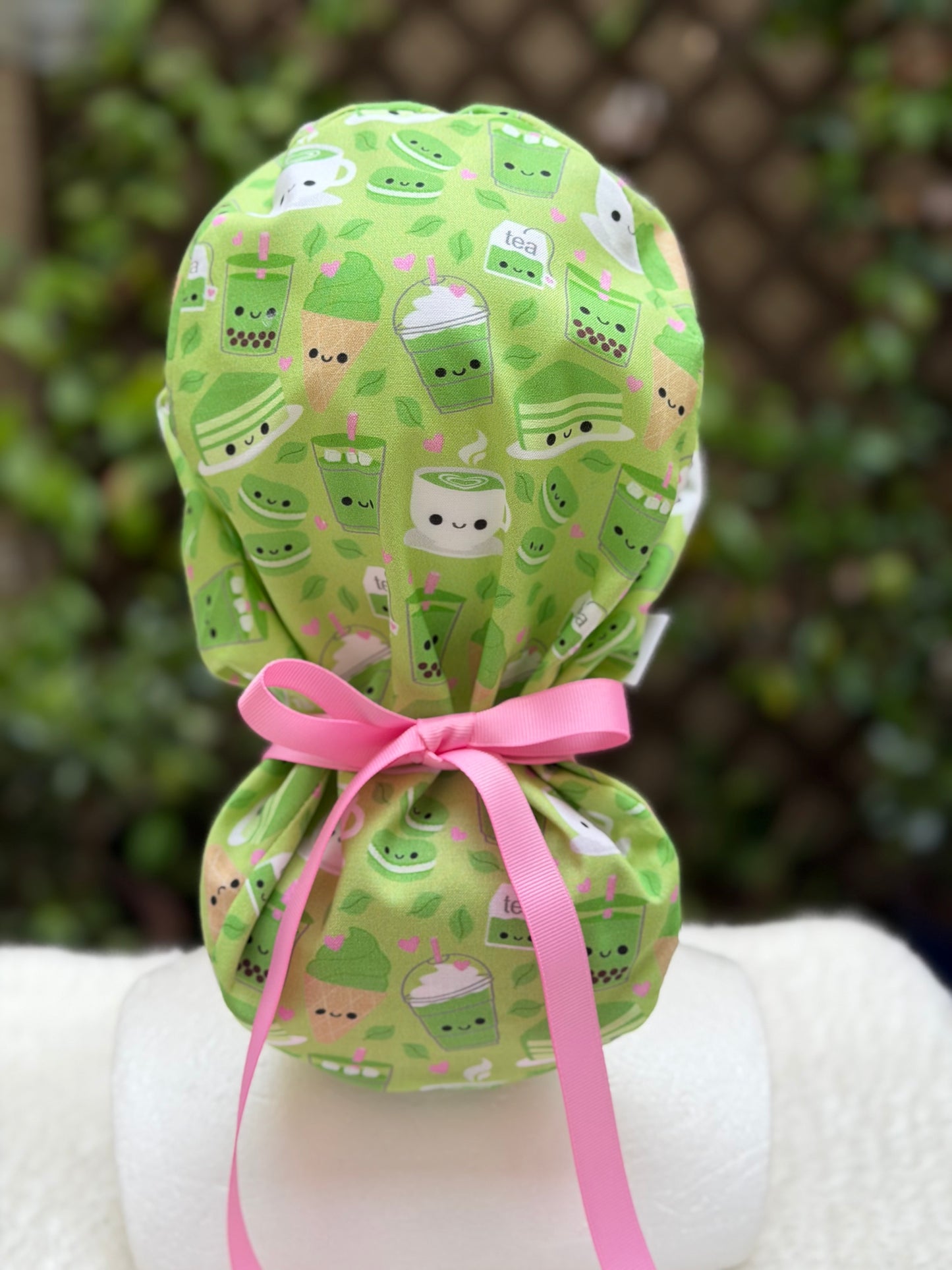 Matcha Green Tea Ponytail Scrub Cap