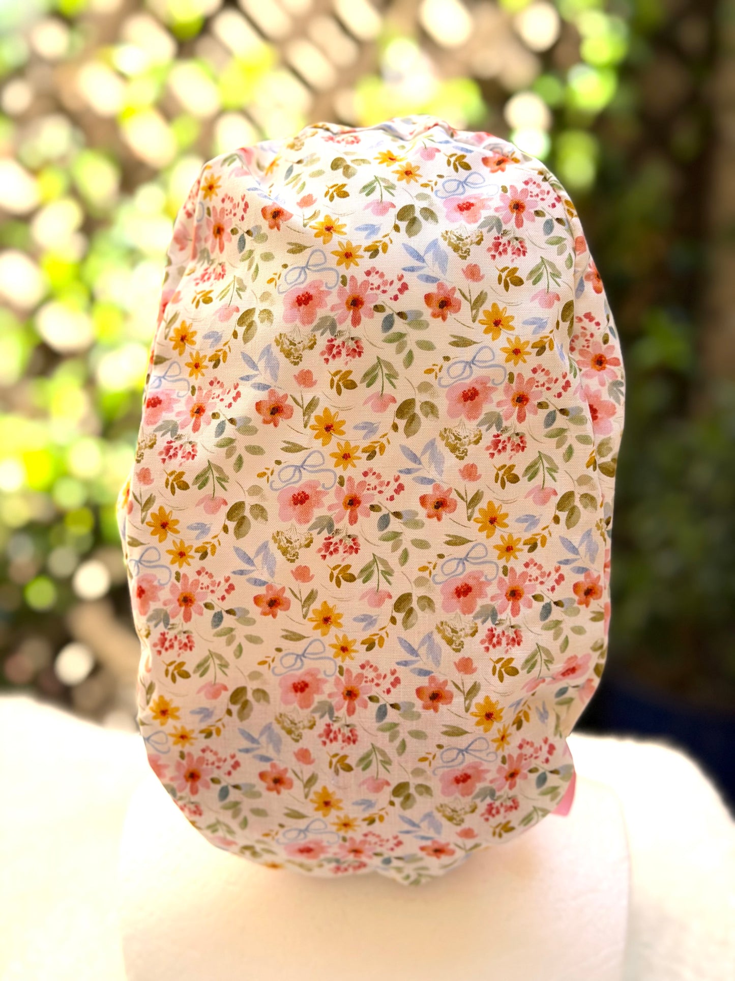 Summer floral Ponytail Scrub Cap