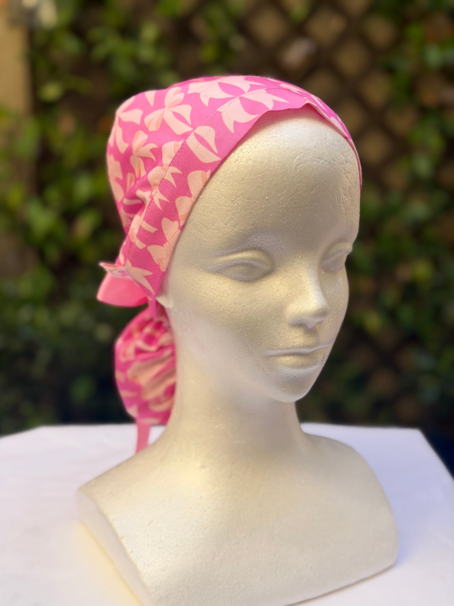 Hot pink  Ponytail Scrub Cap
