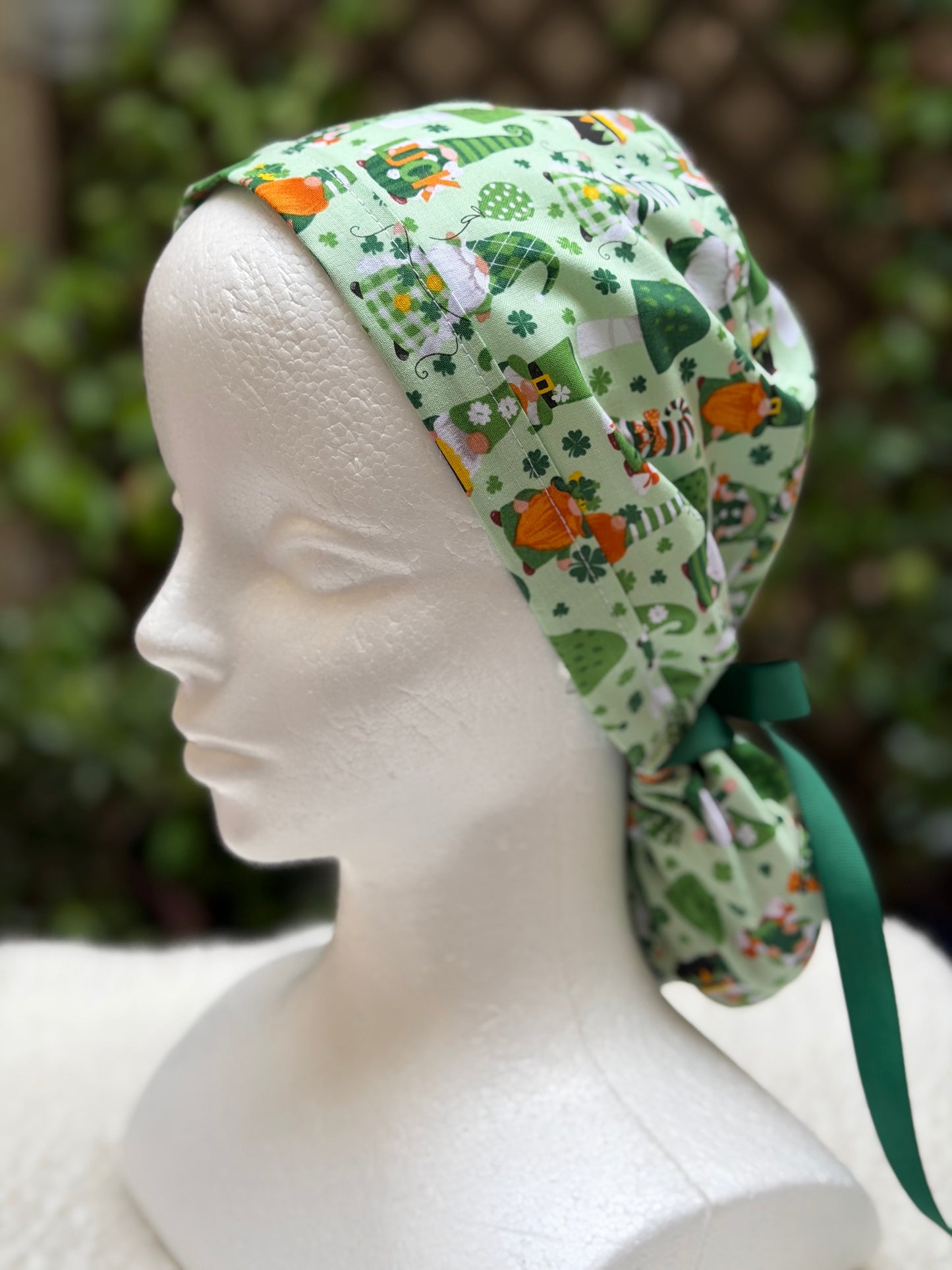 St. Patrick’s Gnomes Ponytail Scrub Cap