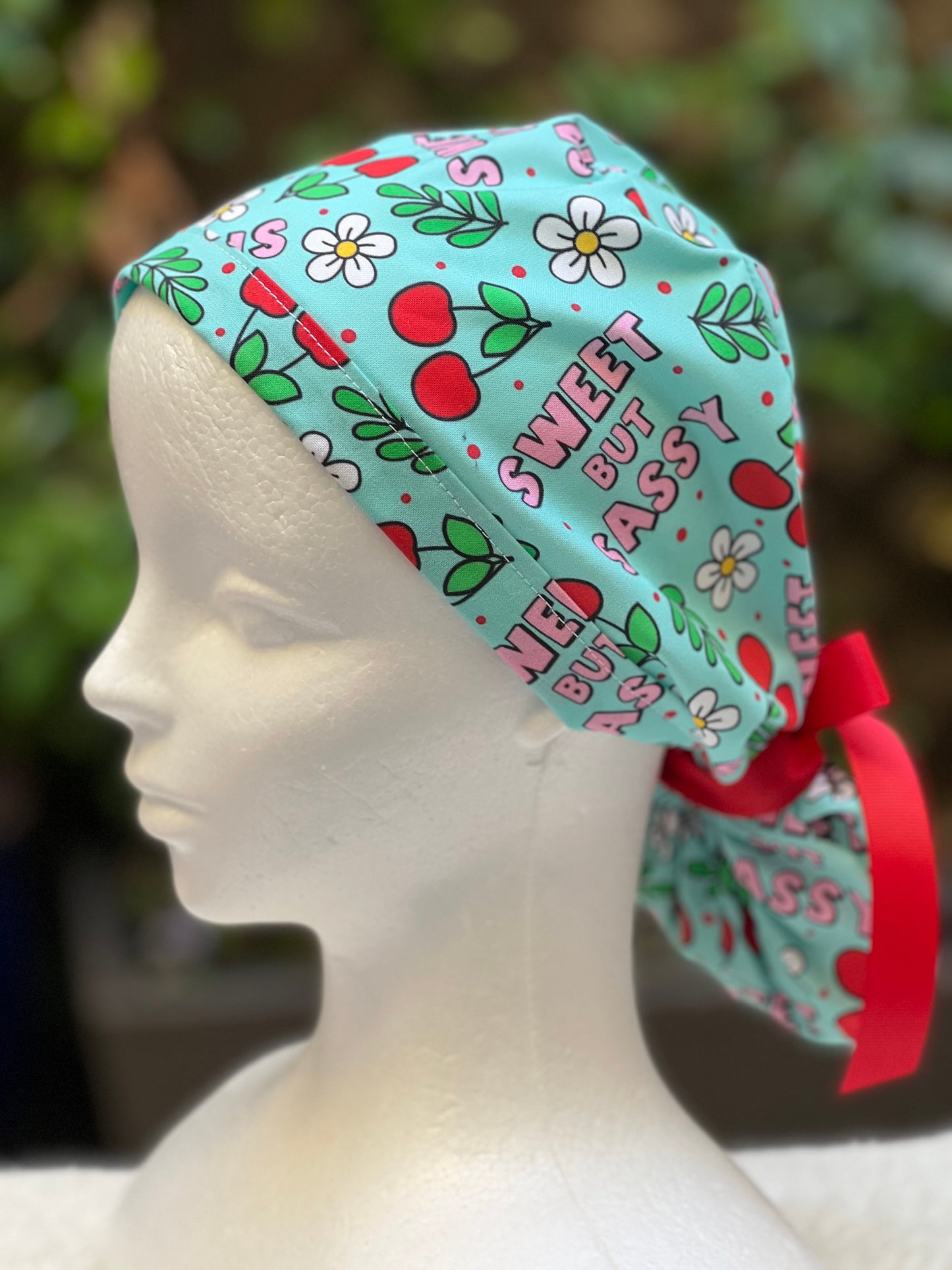 Sweet but Sassy Ponytail Scrub Cap