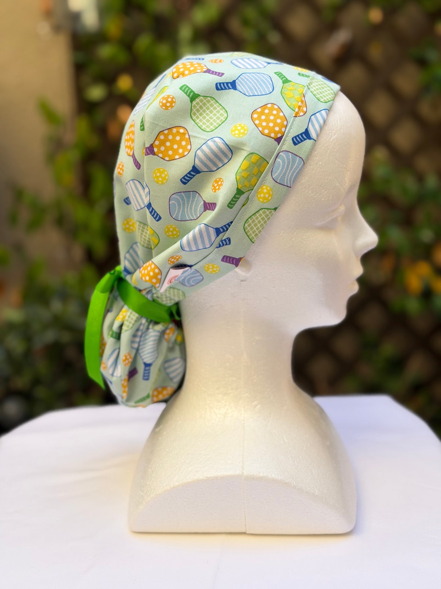 Pickleball Ponytail Scrub Cap