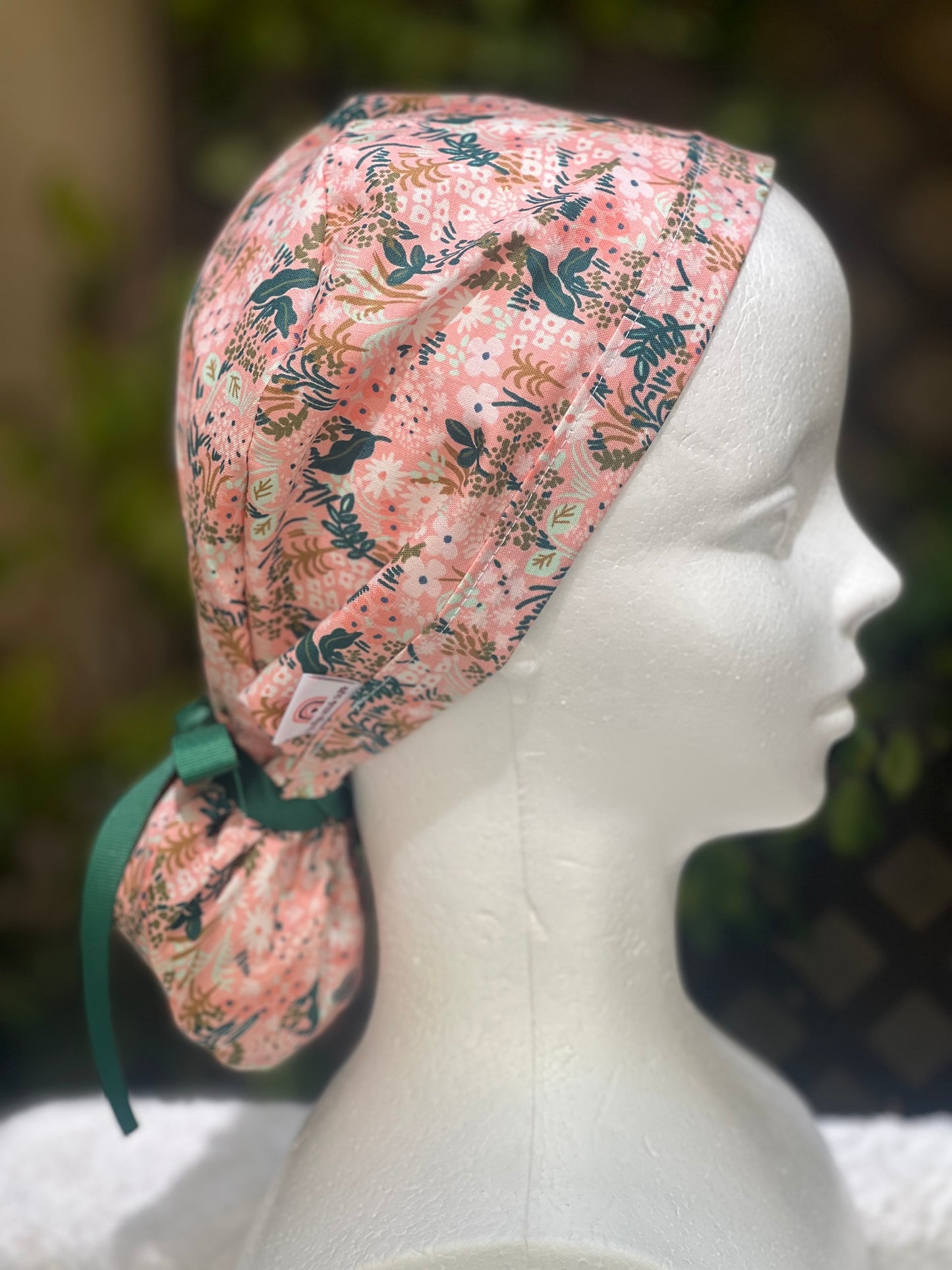 Peachy ponytail scrub cap